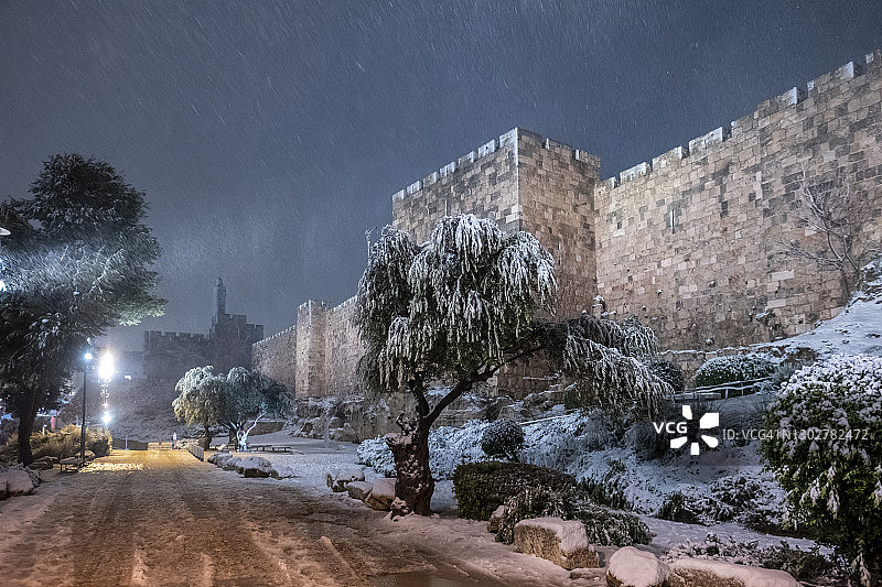 雪中的耶路撒冷图片素材