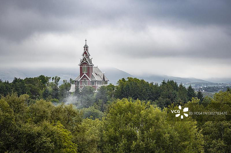 布克斯内斯教区教堂，挪威诺尔兰郡格拉夫达尔图片素材