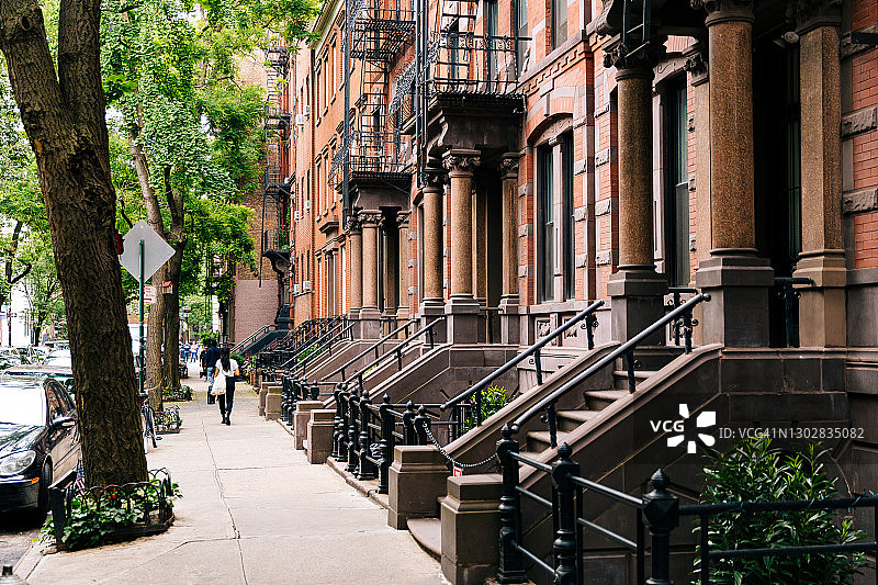 纽约曼哈顿西村的联排别墅，美国图片素材