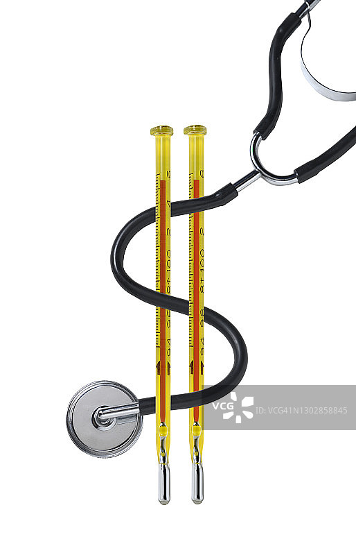 美元符号形状的听诊器与温度计图片素材