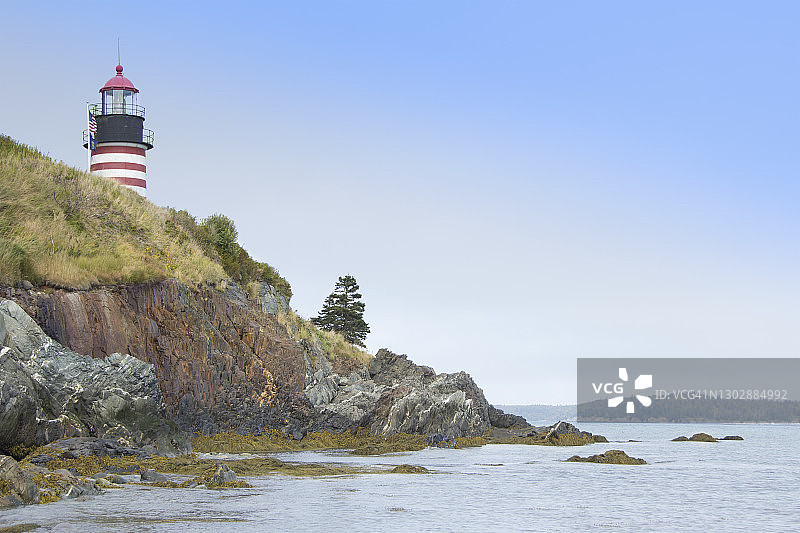 美国缅因州吕贝克：西 Quoddy Head 灯塔图片素材