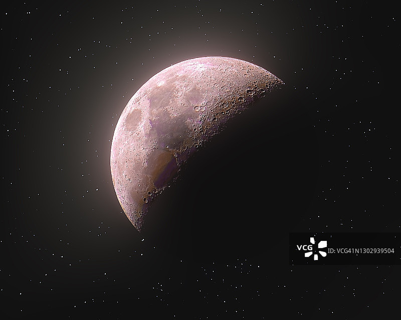 星空背景下的新月图片素材