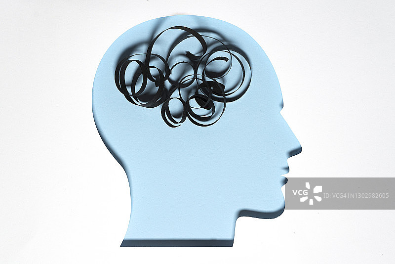 代表无序思维的线人头剪纸图片素材