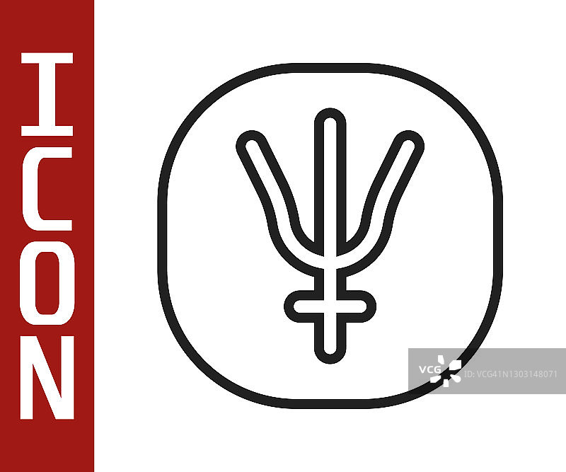 白色背景上的海王星行星符号黑色线条图标矢量图图片素材