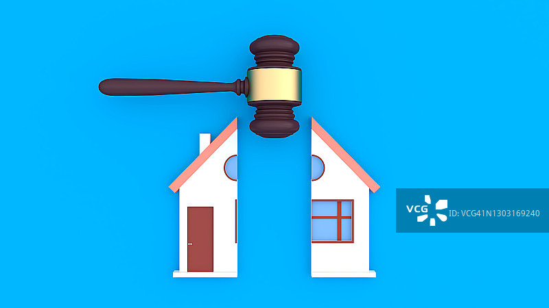 财产分割法庭3D概念图片素材