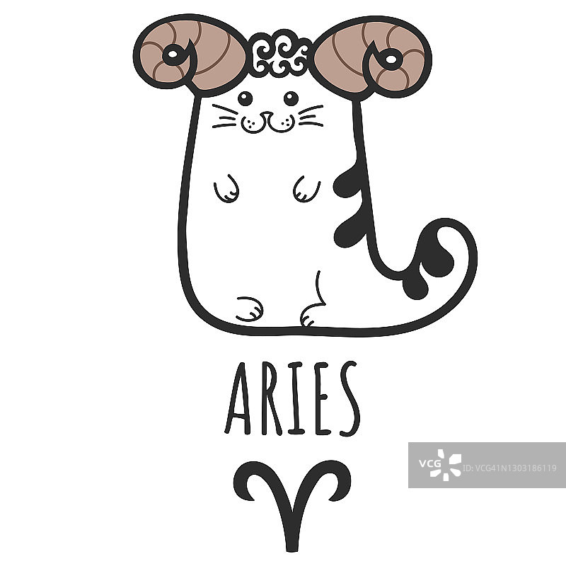 白羊座星座标志，猫星座，占星符号，宠物星座图片素材