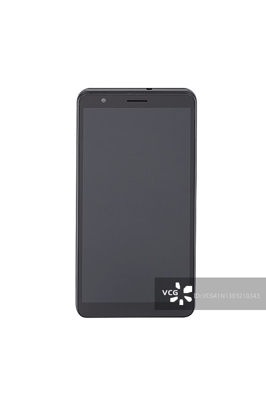 白色背景上带有空白屏幕的黑色智能手机图片素材