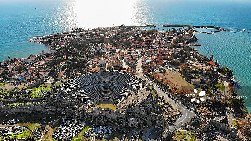 土耳其安塔利亚锡德鸟瞰图片素材