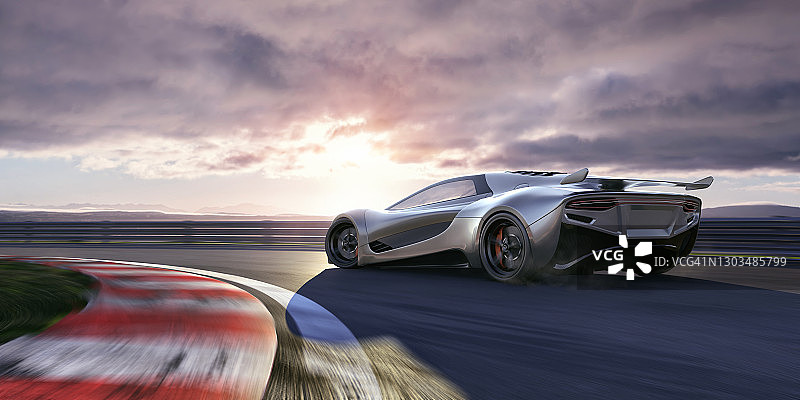 电动跑车赛道高速过弯图片素材