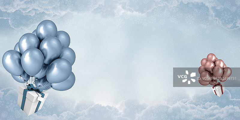 圣诞节新年情人节庆祝气球礼盒3D壁纸图片素材