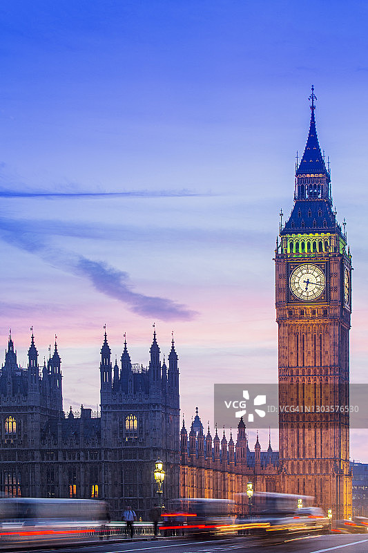 伦敦威斯敏斯特宫（英国议会大厦）和大本钟（伊丽莎白塔）图片素材
