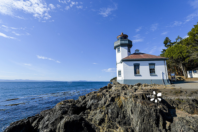 美国华盛顿州圣胡安岛石灰窑灯塔图片素材