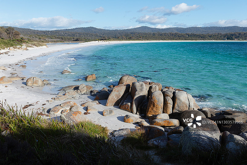 火焰湾，比纳隆湾，塔斯马尼亚，澳大利亚图片素材