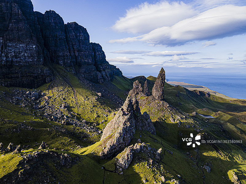 斯托老人峰航拍，斯凯岛，内赫布里底群岛，苏格兰，英国，欧洲图片素材
