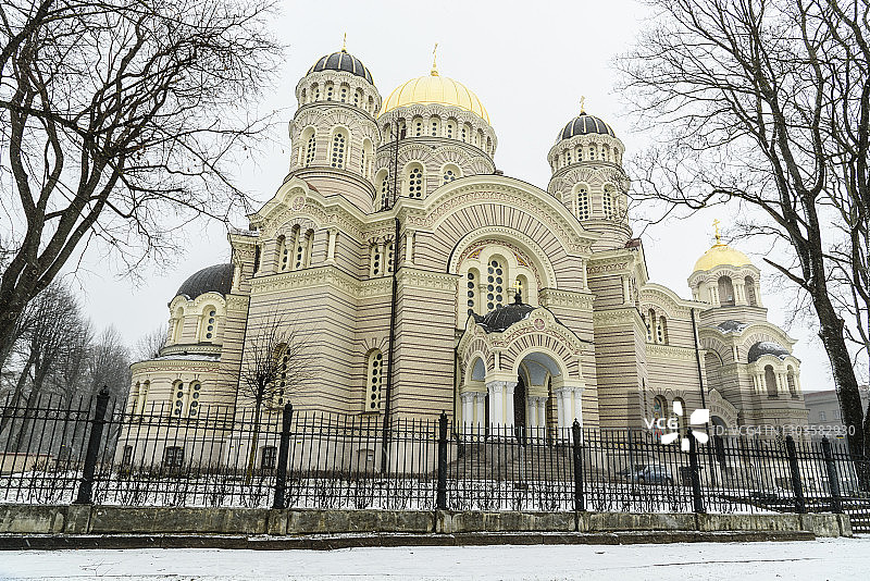 里加耶稣圣诞主教座堂，俄罗斯正教会，拉脱维亚，欧洲图片素材