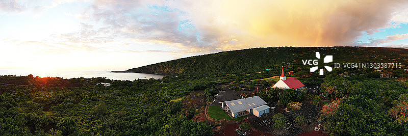 夏威夷卡希科鲁教堂鸟瞰图图片素材