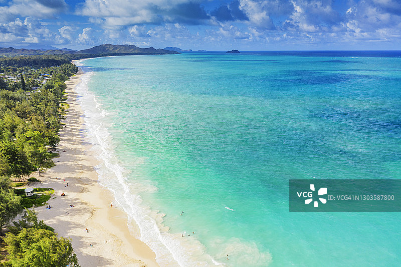 瓦胡岛怀马纳洛海滩航拍图片素材