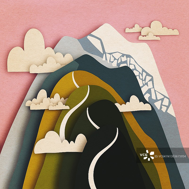 剪纸山脉图片素材