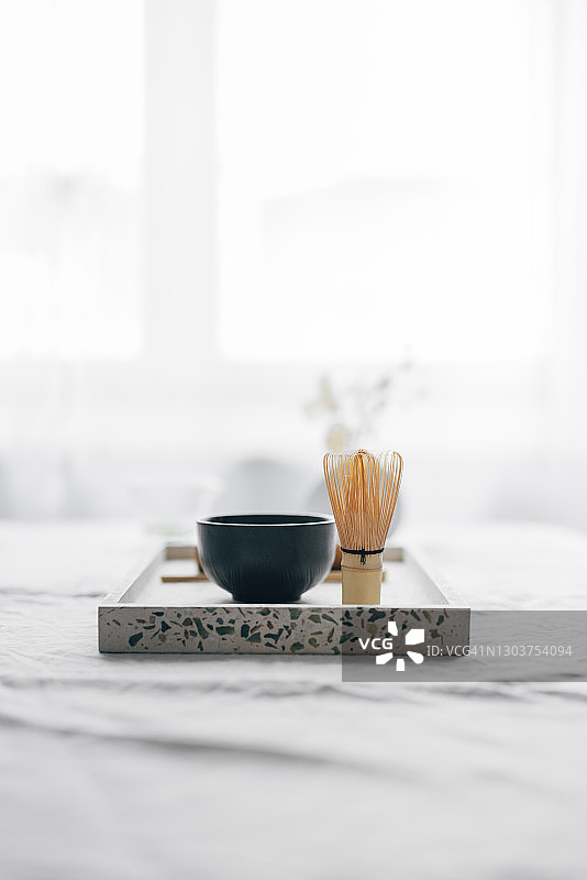 准备茶道：传统抹茶静物图片素材