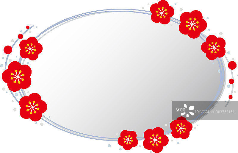 圆形画框中的梅花图片素材