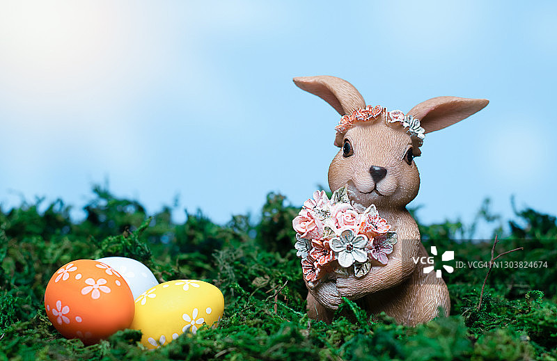 复活节兔子和复活节彩蛋图片素材