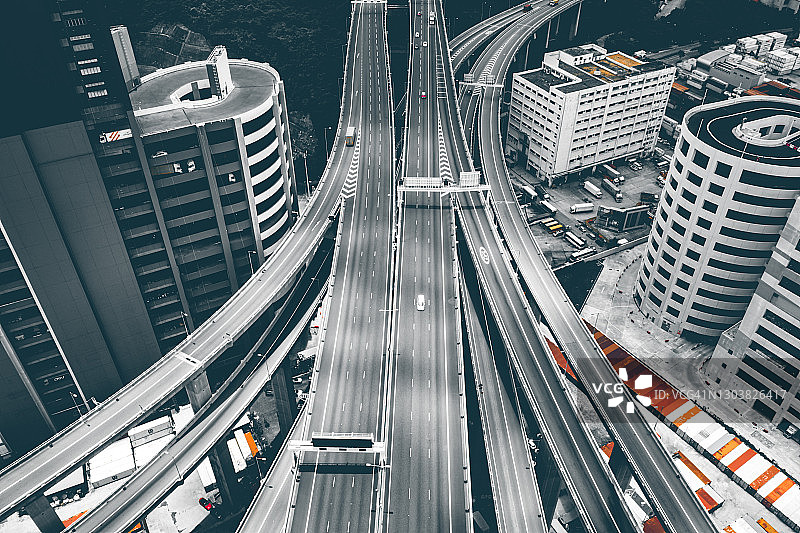 香港货运港口和公路桥梁图片素材