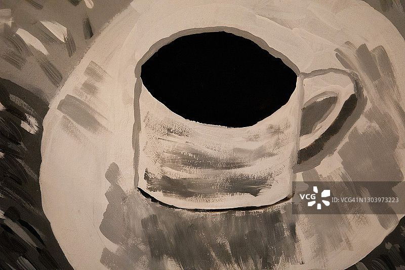 黑白阴影：一杯黑咖啡图片素材