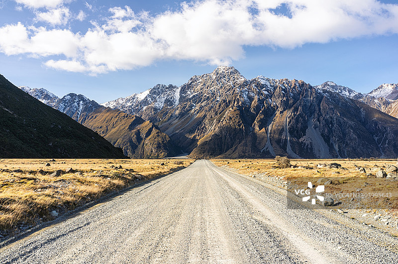 新西兰库克山国家公园的塔斯曼谷公路图片素材
