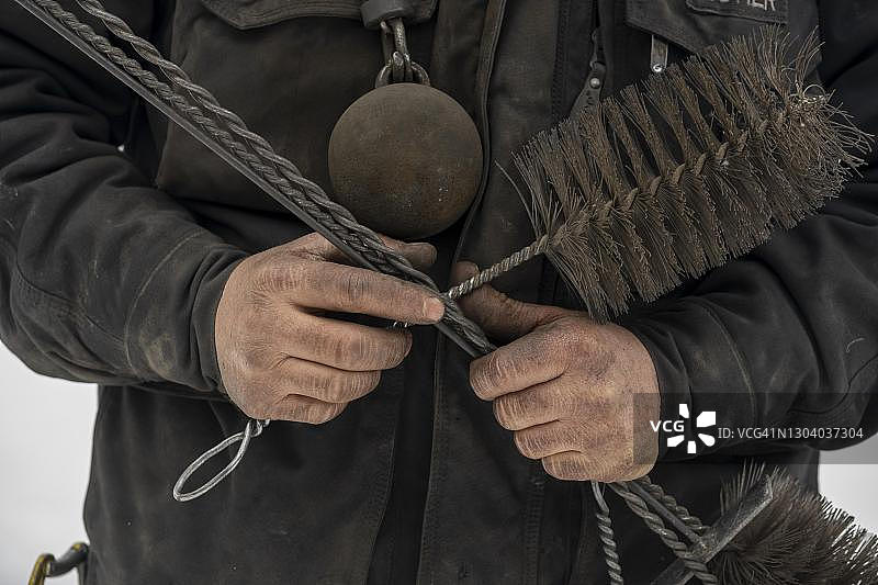 黑色的手,烟囱清扫工,烟囱清扫工,巴特海尔布伦,上巴伐利亚,巴伐利亚,德国图片素材