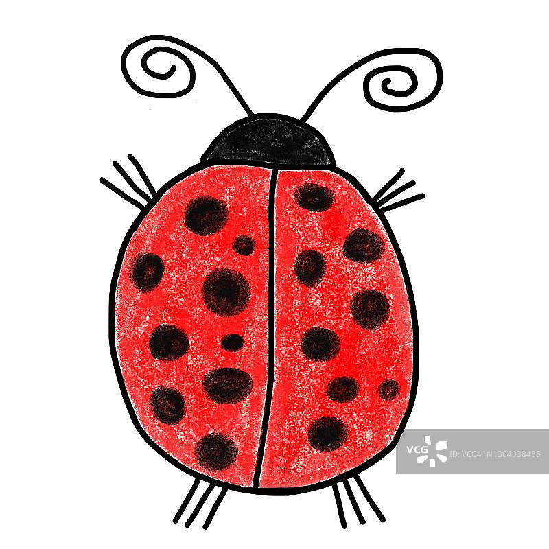 奥地利儿童画风红色瓢虫图片素材