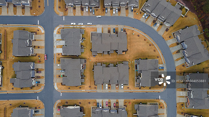 航拍美国郊区居民住宅图片素材