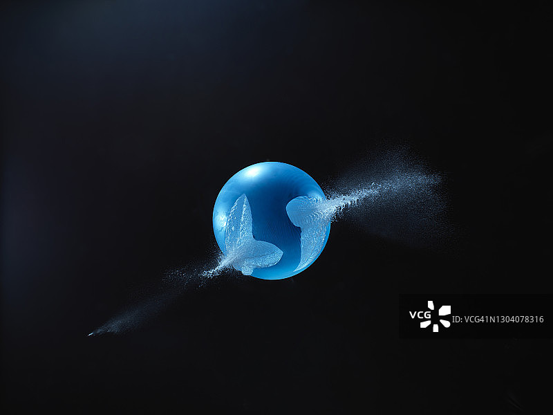 刺破的蓝色水气球图片素材