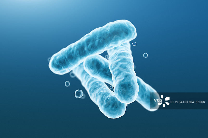 蓝色细菌微观3D渲染特写图片素材