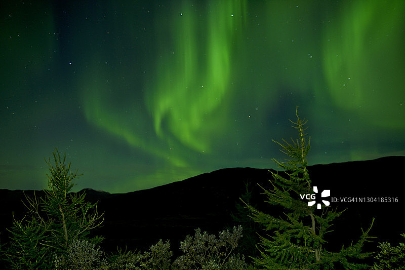 南格陵兰的北极光图片素材