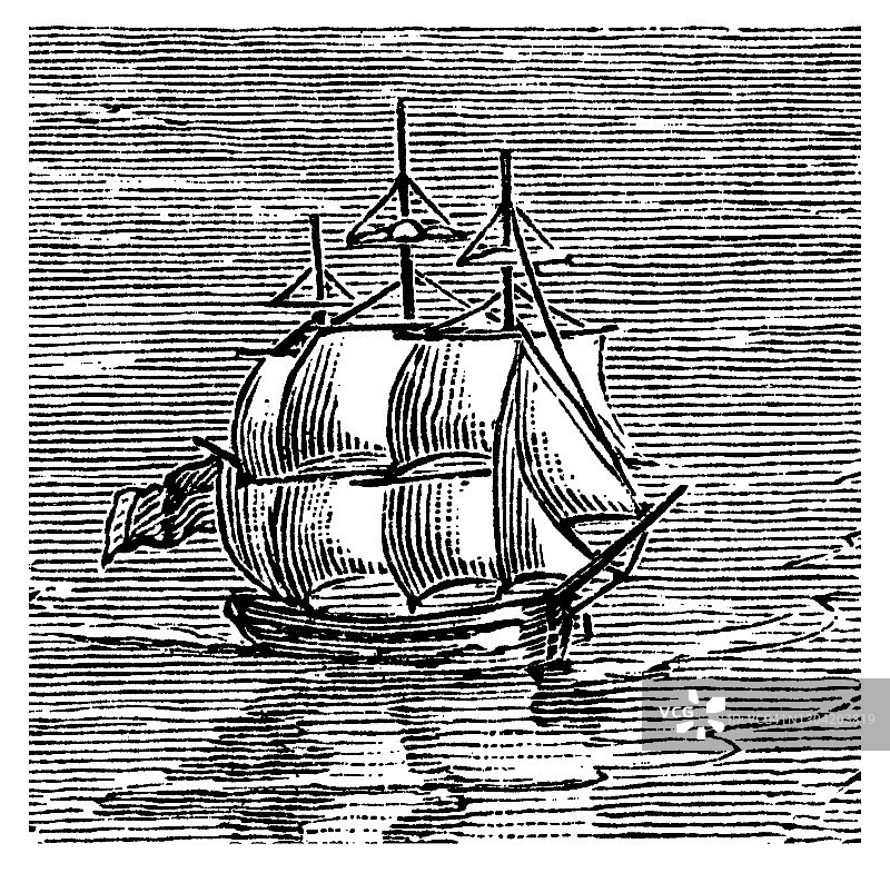 帆船古版画插图图片素材