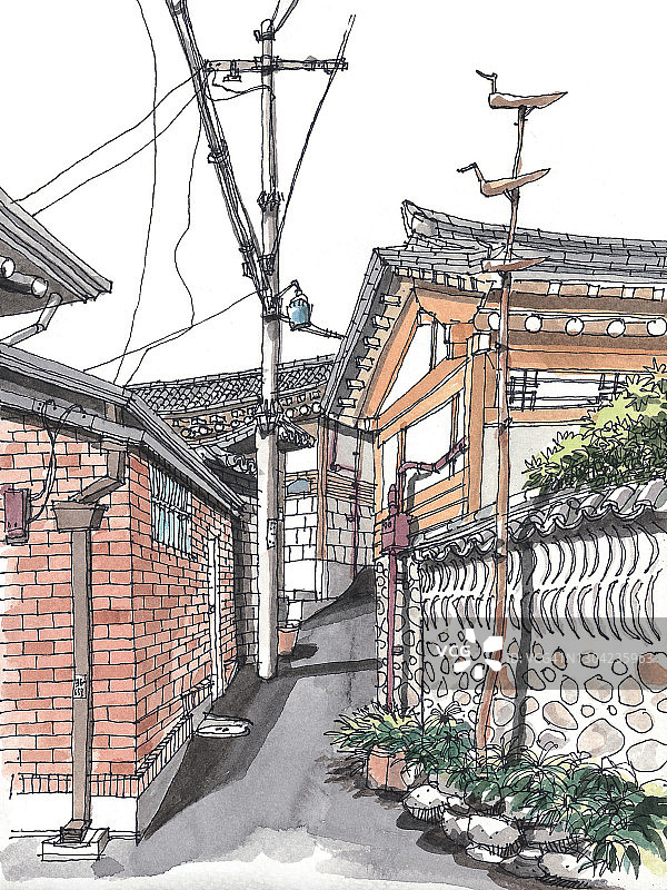 韩国首尔北村图片素材