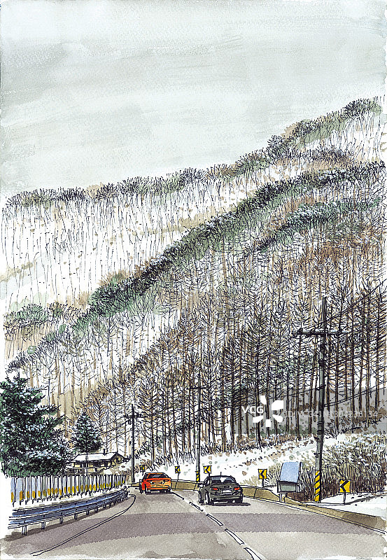 韩国麟蹄郡永垈里冬季景观图片素材