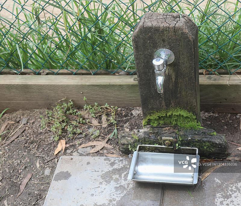 公园里给狗装水的水龙头图片素材