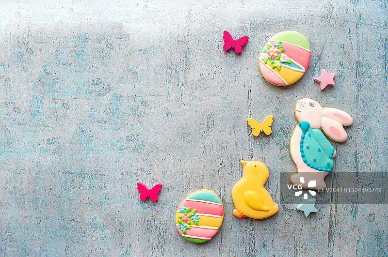 复活节装饰饼干背景图片素材