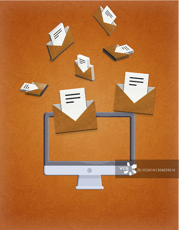 带有电子邮件通知的笔记本电脑-电子邮件概念图片素材