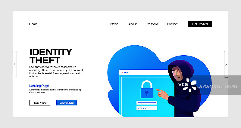身份盗窃概念矢量插图登陆页模板，网站横幅，广告和营销材料，在线广告，业务演示等。图片素材