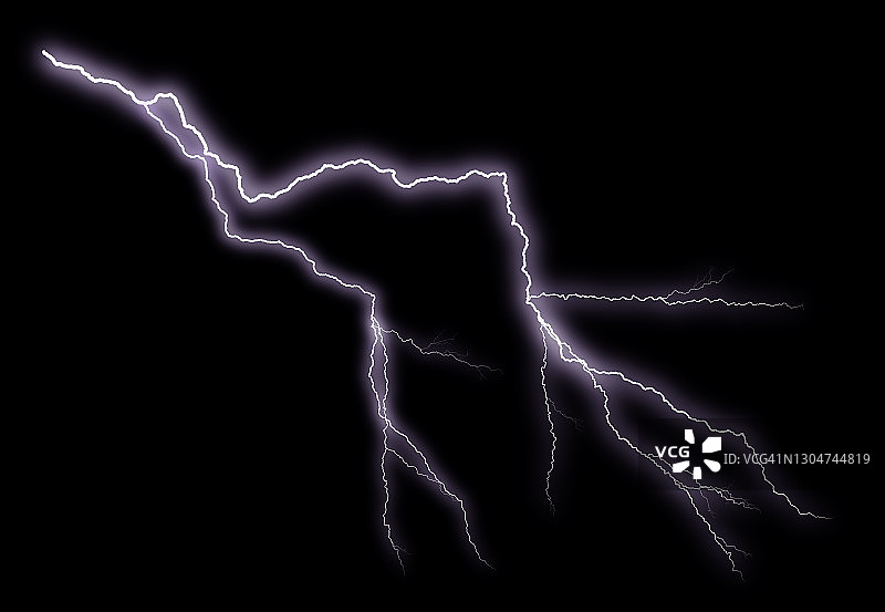 黑色背景上的闪电能量图片素材