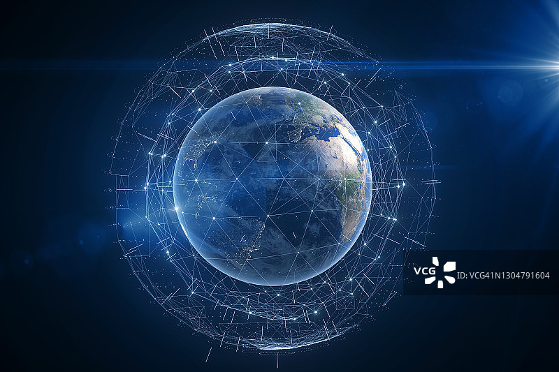 环绕地球的卫星连接图片素材