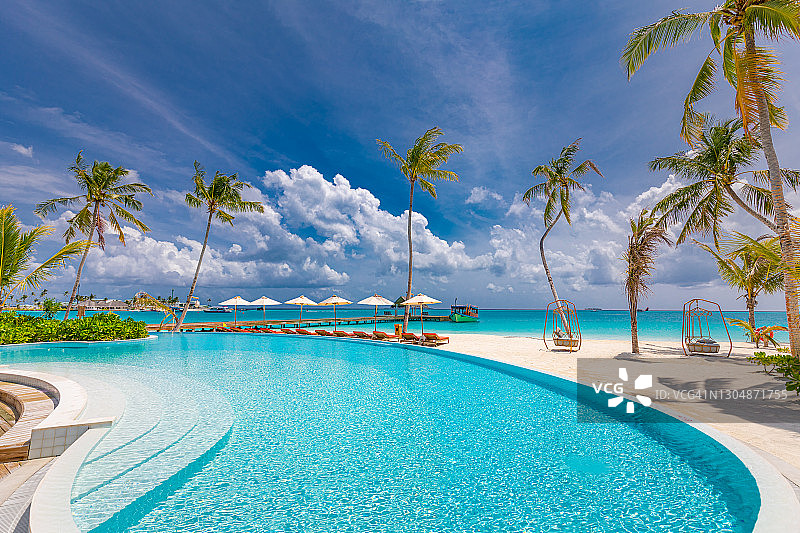 2019年8月5日，马尔代夫达鲁环礁伊露薇丽岛豪华海滩度假村图片素材