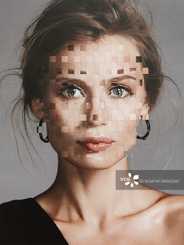 女性肖像模拟拼贴画图片素材