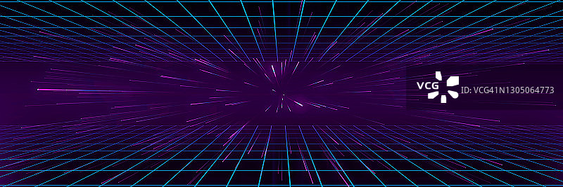 80年代复古科幻风激光网格背景banner 2.5D插画图片素材