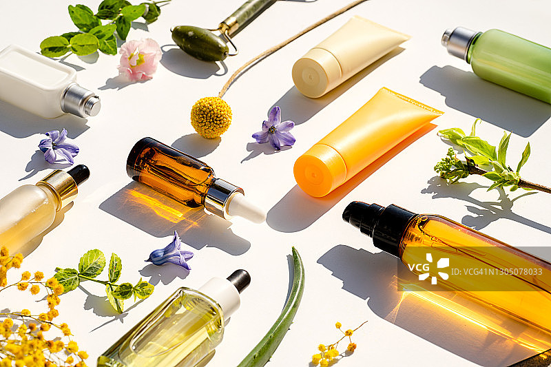 天然化妆品和身体面部护理拼贴图片素材