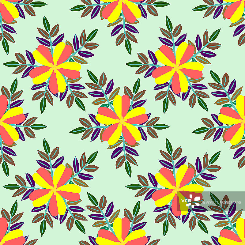 犬蔷薇花卉插画无缝图案图片素材