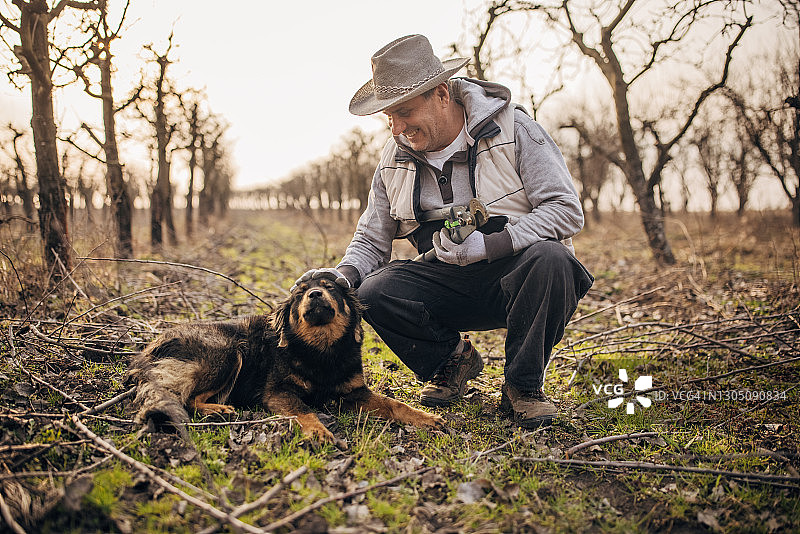 年长的男人与狗图片素材
