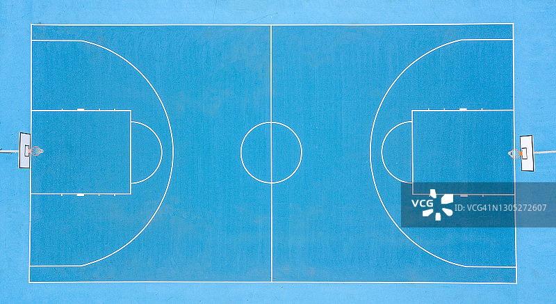 蓝色篮球场航拍图像图片素材